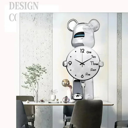 Large Bear Wall Clocks CreativeBear Wall Clock Aesthetic Giant Wall-clock Luxury Living Room Decoration Dining Room Ornament