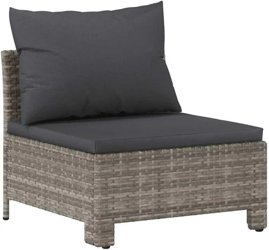 ary Middle Sofa - Grey Garden Seating with Comfort Cushions - Poly Rattan Outdoor Furniture