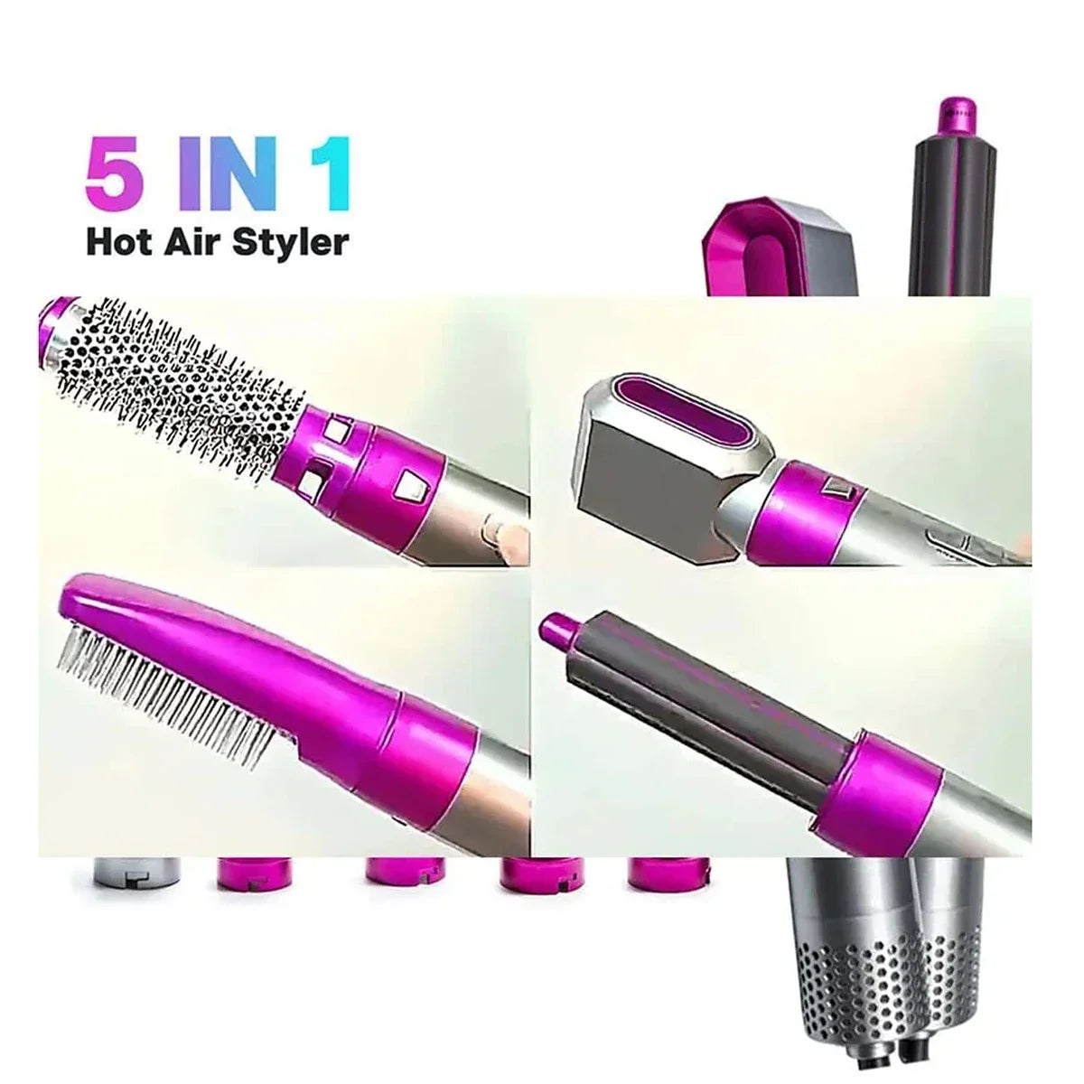 Negative Ionic 5 in 1 Hot Air Brush Hair Dryer Styler Detachable Blow Dryer Straightener Wand blow dryer blow dryer with comb