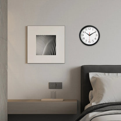 8inch Modern Simple Black Frame Pattern Plastic Glass Wall Clock Living Room Bedroom Kitchen Home Decoration Wall Clock Silent Quartz Clock Holiday Gift (No Battery)