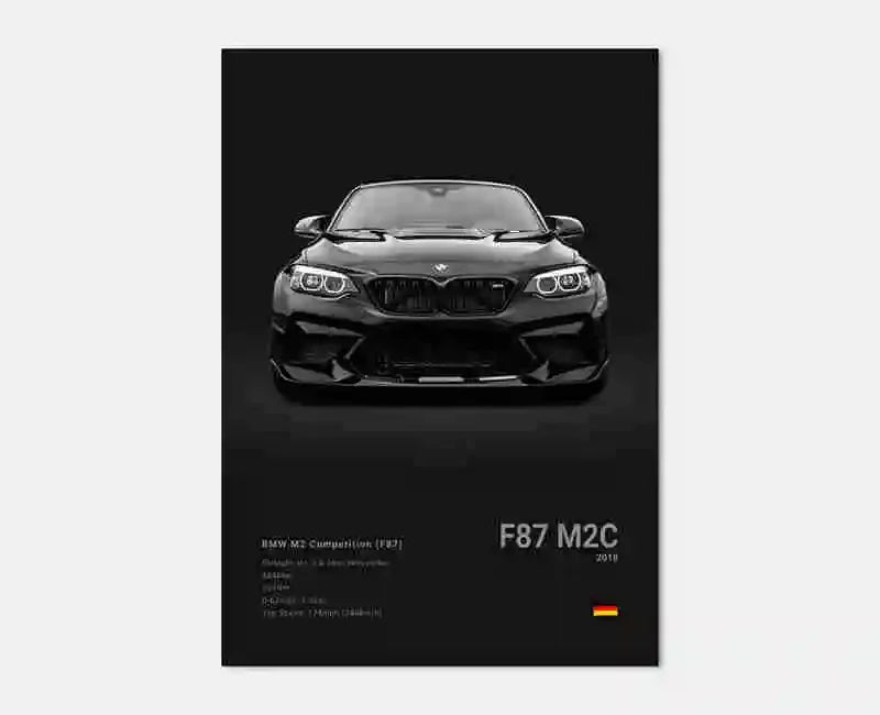 Pop Black And White Poster Wall Art Luxury Supercar F80 M3 M140 GTR HD Oil On Canvas Print Home Living Room Bedroom Decor Gift