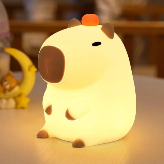 1pc Cute Capybara Night Light Modern Silicone Rechargeable LED Lamp with Adjustable Brightness Bedside Touch Lamp for Room Decor