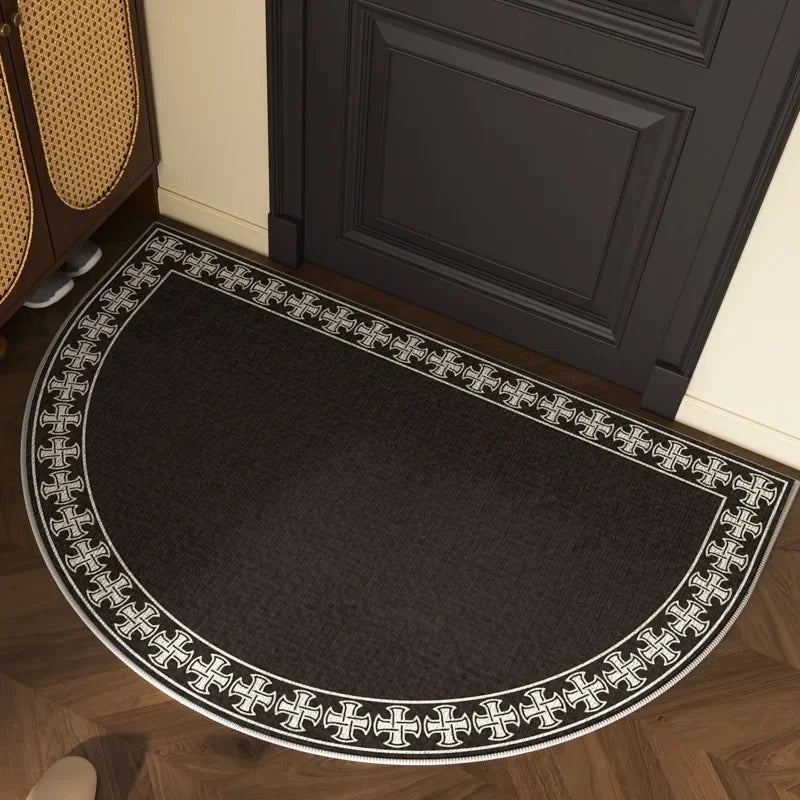 VIKAMA Entrance Door Mat Non-slip Wear-resistant Dirt-resistant Carpet Semi-circular Line Texture Rug Outdoor Home Decor Mat