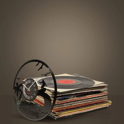 Windsurfing Surfer Clock LED Silhouette Wall Decor Vinyl Record Wall Clock Cool Living Room Interior Decor Home Decor