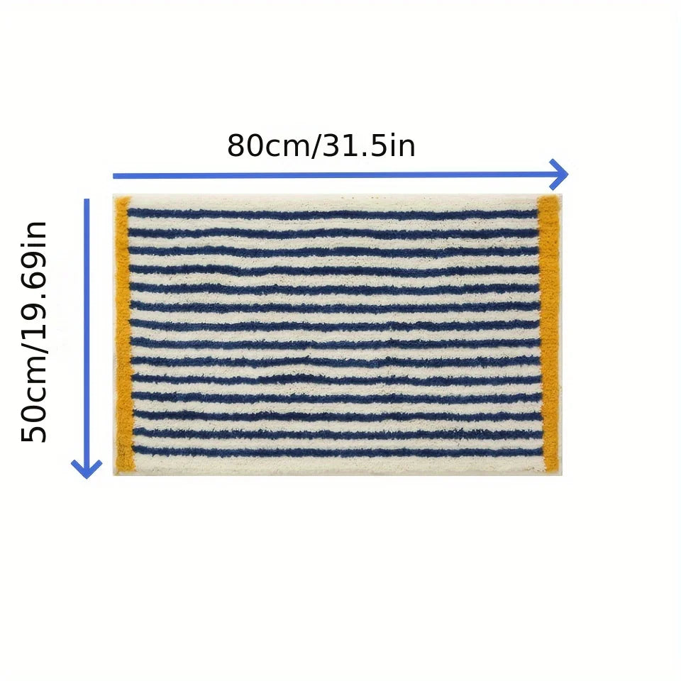 VIKAMA Blue Striped Carpet Absorbent Bathroom Mat Toilet Floor Rug Bedroom Bedside Floor Mat Carpet For Live Room Soft Doormat