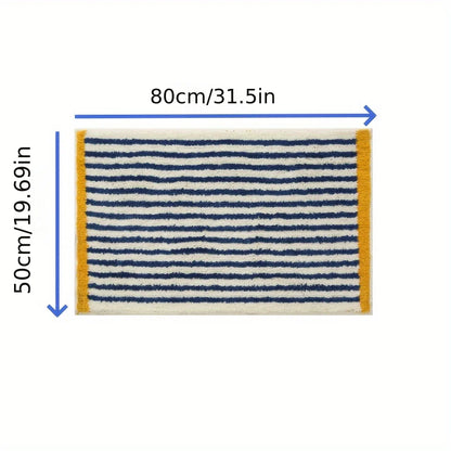 VIKAMA Blue Striped Carpet Absorbent Bathroom Mat Toilet Floor Rug Bedroom Bedside Floor Mat Carpet For Live Room Soft Doormat