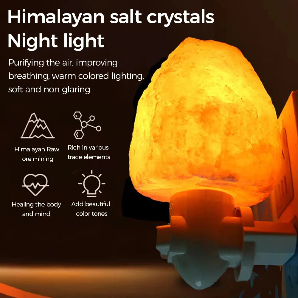 C5 LED Night Light Himalayan Salt Lamp Night Bedside Home Decor Air Purifying with Plug Release Negative Ions EU US UK AU Plug