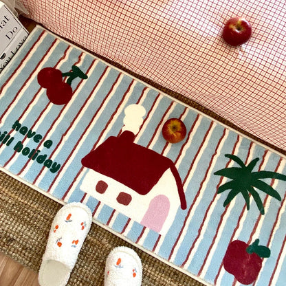VIKAMA Ins Wind Carpet Bedroom Bedside Rug Long Girls Bed Mat Room Thickened Blanket Floor Mat Bear Floating Window Floor Mat