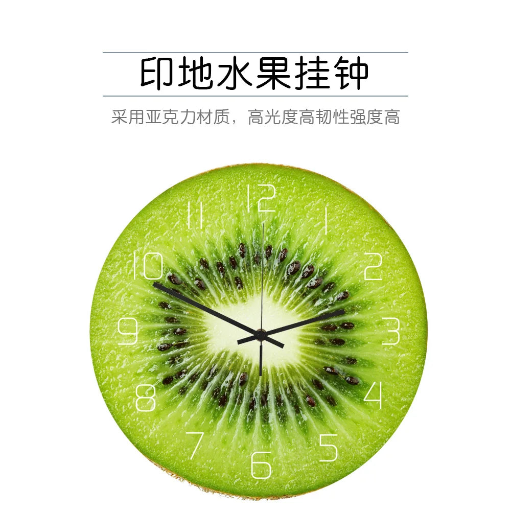 JOYLIVE Creative Fruit Wall Clock Lime Modern Kitchen Lemon Clock Watch Home Decor Living Room Clock Tropical Art Timepieces