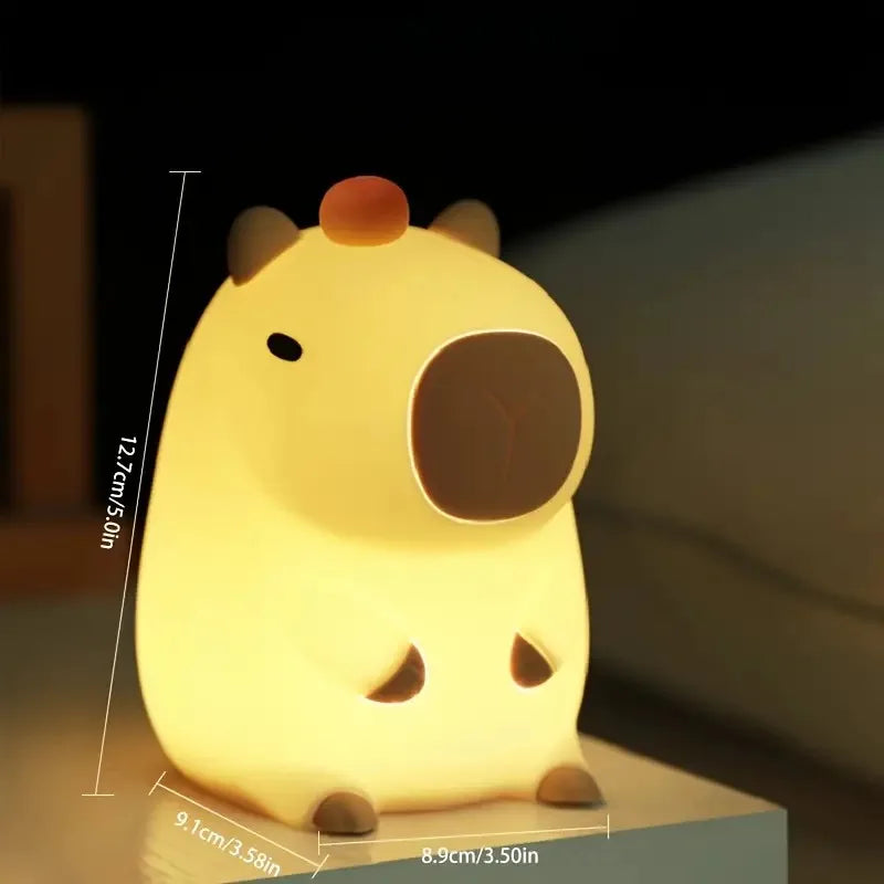 1pc Cute Capybara Night Light Modern Silicone Rechargeable LED Lamp with Adjustable Brightness Bedside Touch Lamp for Room Decor