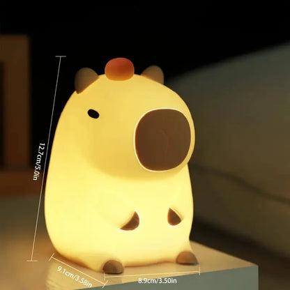 1pc Cute Capybara Night Light Modern Silicone Rechargeable LED Lamp with Adjustable Brightness Bedside Touch Lamp for Room Decor