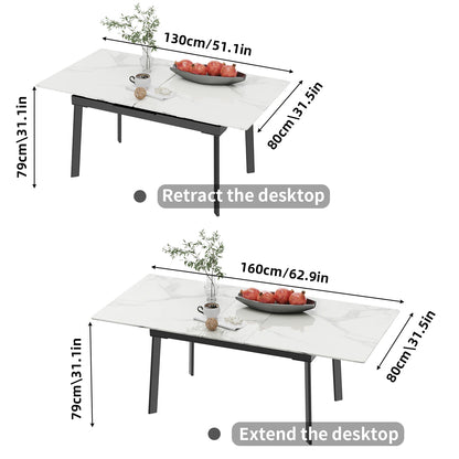 Kitchen Extendable Dining Table Stretchable 130-160cm