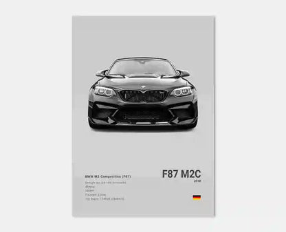 Pop Black And White Poster Wall Art Luxury Supercar F80 M3 M140 GTR HD Oil On Canvas Print Home Living Room Bedroom Decor Gift