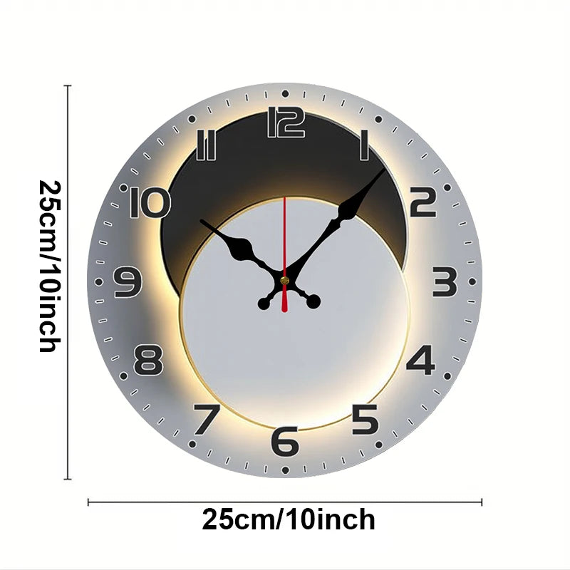 Moon Phase Wooden Round Silent Hanging Wall Clock, Suitable For Living Room, Office, Study Room, Bedroom, Home Decoration