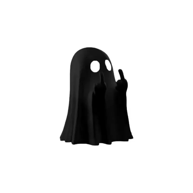 Car Decorate Luminous Middle Finger Cute Ghost Statue Small Scary Ghost Figurines For Halloween Decorations Home Table Ornaments