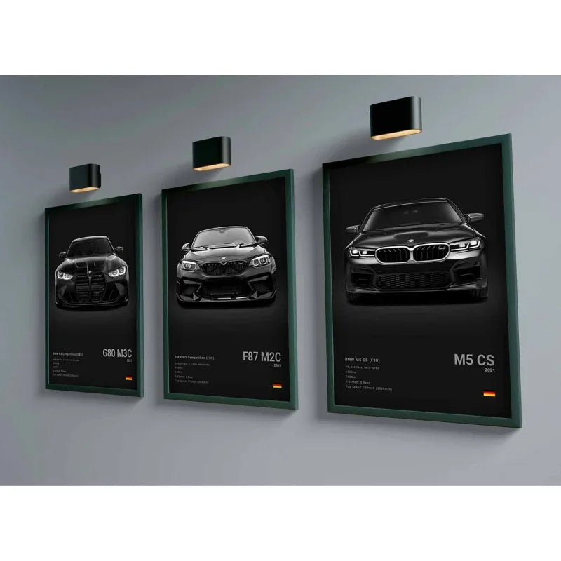 Pop Black And White Poster Wall Art Luxury Supercar F80 M3 M140 GTR HD Oil On Canvas Print Home Living Room Bedroom Decor Gift