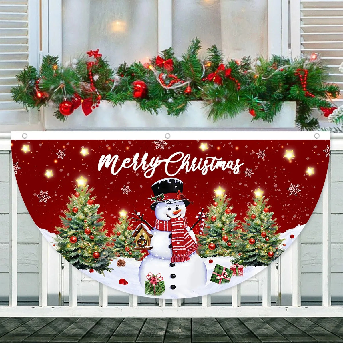 Christmas Outdoor Fan-shaped Flag