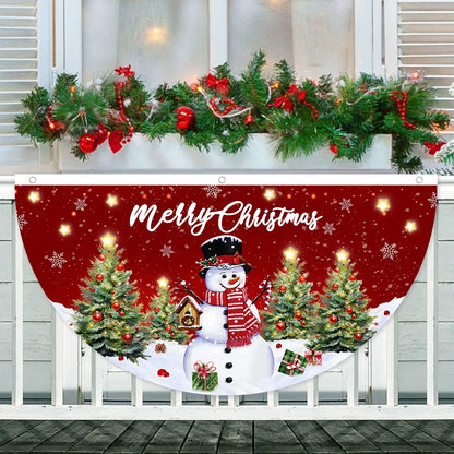 Christmas Outdoor Fan-shaped Flag