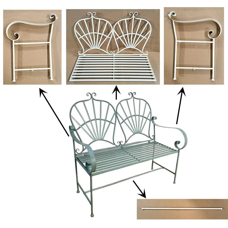 Resistant Wrought Iron Modern French Foldable Garden Bench