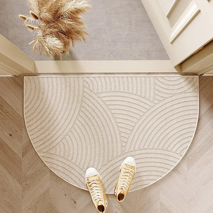 VIKAMA Entrance Door Mat Non-slip Wear-resistant Dirt-resistant Carpet Semi-circular Line Texture Rug Outdoor Home Decor Mat