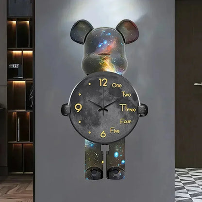 Large Bear Wall Clocks CreativeBear Wall Clock Aesthetic Giant Wall-clock Luxury Living Room Decoration Dining Room Ornament