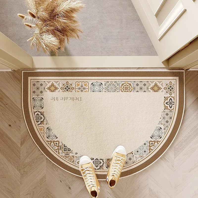 VIKAMA Entrance Door Mat Non-slip Wear-resistant Dirt-resistant Carpet Semi-circular Line Texture Rug Outdoor Home Decor Mat