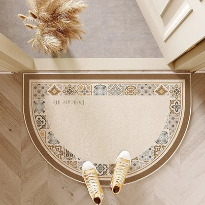VIKAMA Entrance Door Mat Non-slip Wear-resistant Dirt-resistant Carpet Semi-circular Line Texture Rug Outdoor Home Decor Mat