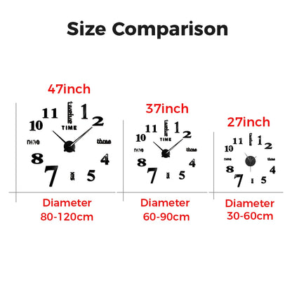 27/37/47inch Wall Clocks Coffee Cup Shape Frameless Wall Clock DIY  Quartz Needle Watch Acrylic Mirror Wall Stickers Home Decor