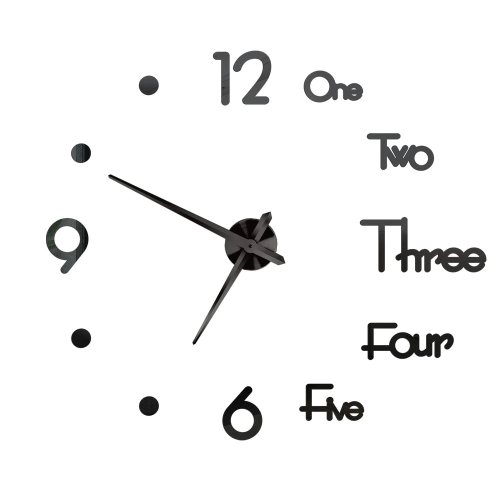 27/37/47inch Wall Clocks Coffee Cup Shape Frameless Wall Clock DIY  Quartz Needle Watch Acrylic Mirror Wall Stickers Home Decor