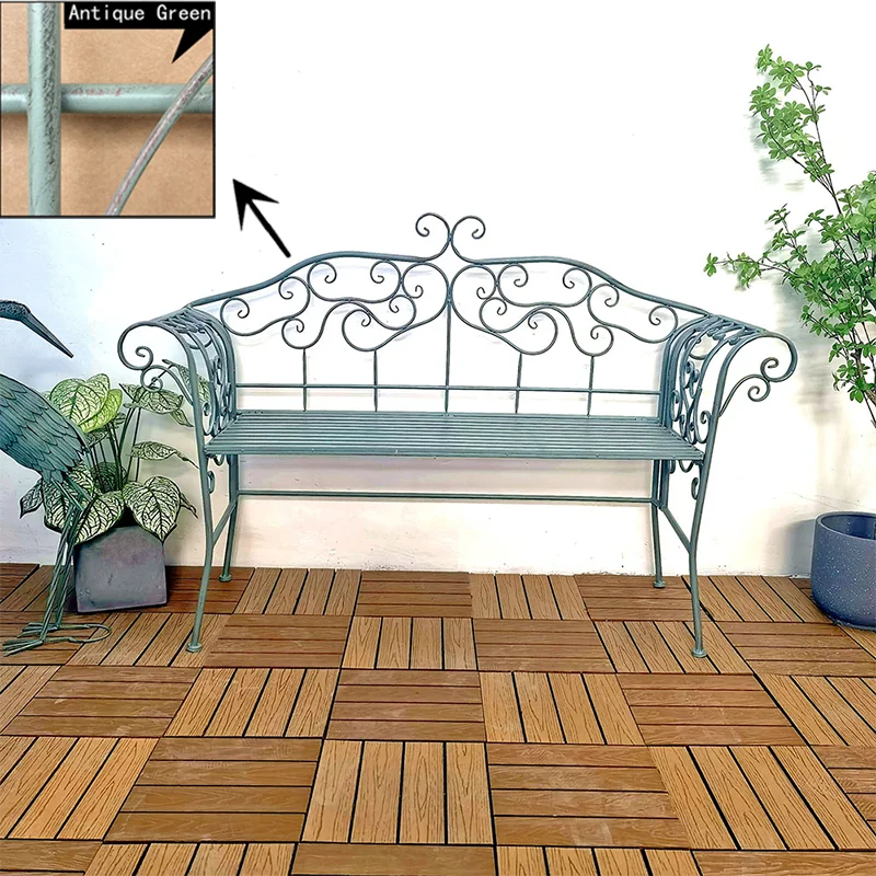 Vintage Metal Design Patio Bench Double Seater