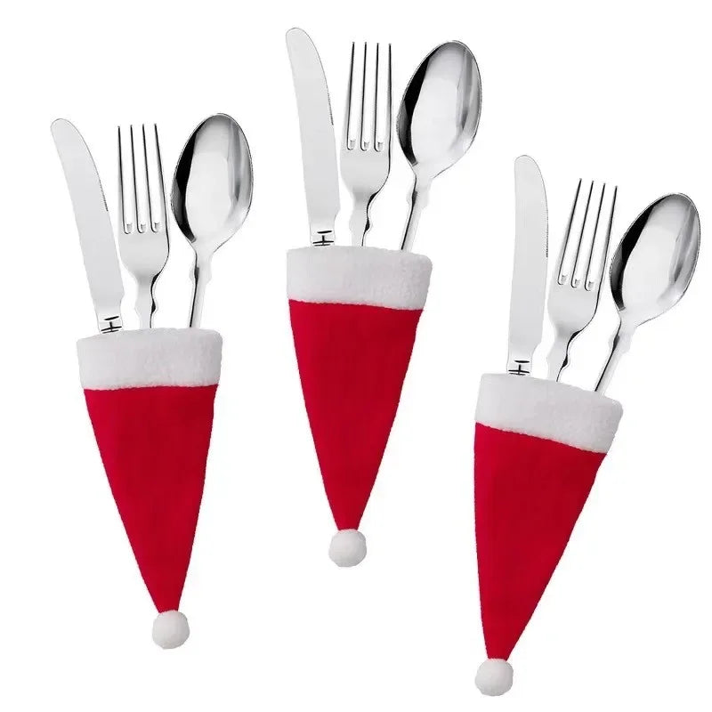 Christmas Hat Fork Knife Cutlery Bag