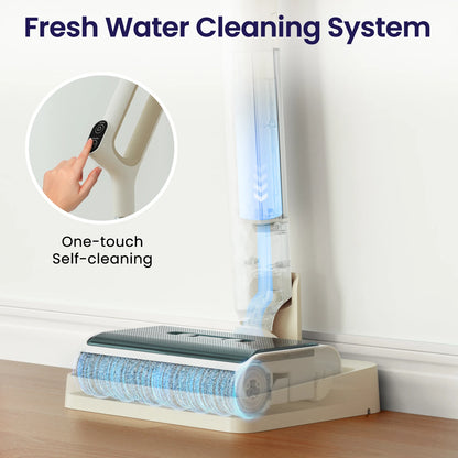 Lefant LS100 Cordless Wet Dry Mop - Self-Cleaning, One-Step Cleaning for Hard Floors, 170° Tilt, Small Size Space-Saving Design