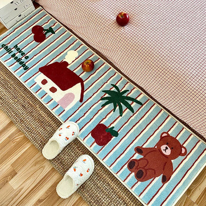 VIKAMA Ins Wind Carpet Bedroom Bedside Rug Long Girls Bed Mat Room Thickened Blanket Floor Mat Bear Floating Window Floor Mat
