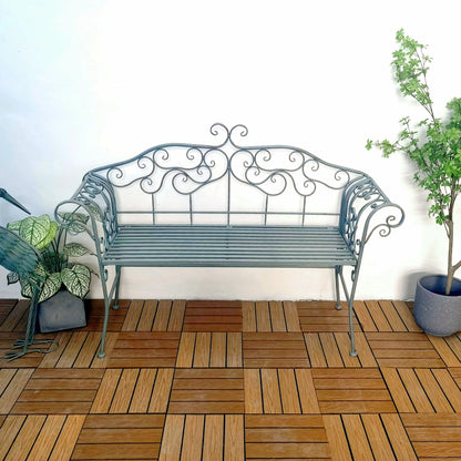 Vintage Metal Design Patio Bench Double Seater