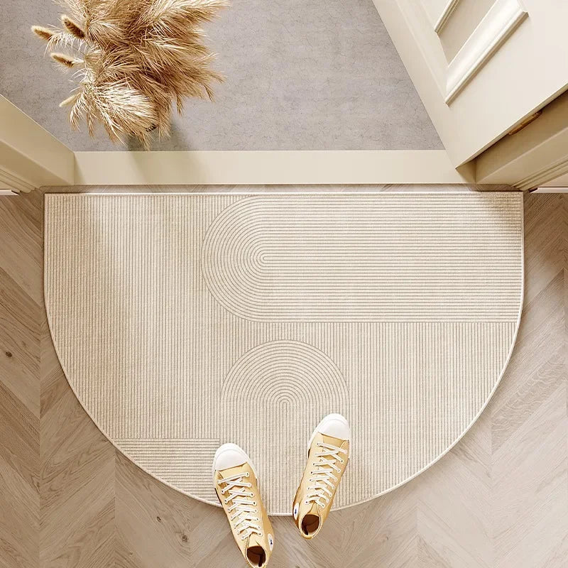 VIKAMA Entrance Door Mat Non-slip Wear-resistant Dirt-resistant Carpet Semi-circular Line Texture Rug Outdoor Home Decor Mat
