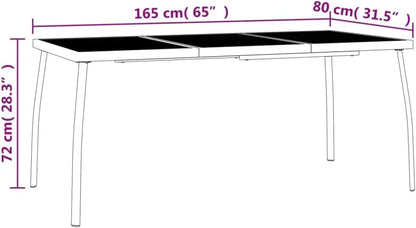 Anthracite Steel Garden Table – Modern Patio Dining Table with Mesh Design and Curved Legs