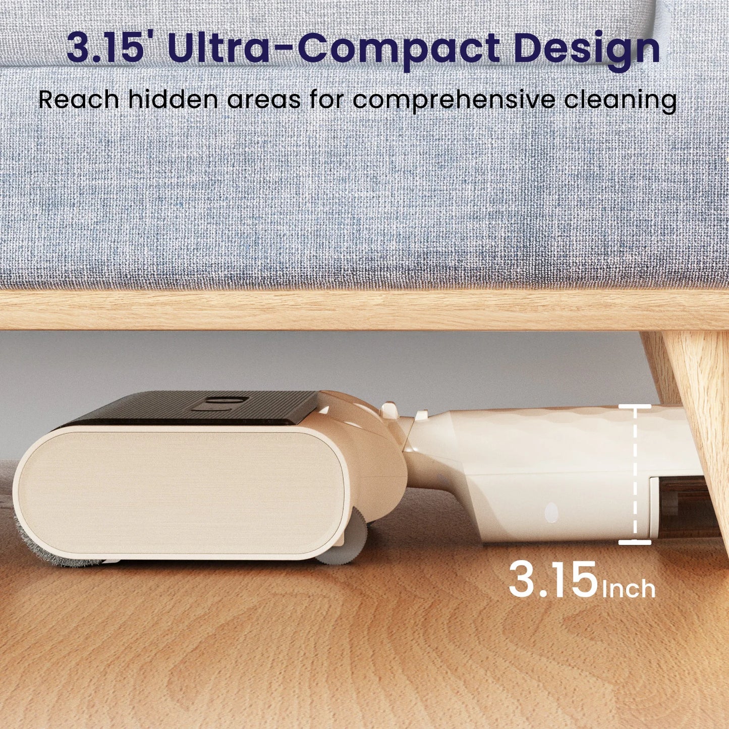 Lefant LS100 Cordless Wet Dry Mop - Self-Cleaning, One-Step Cleaning for Hard Floors, 170° Tilt, Small Size Space-Saving Design