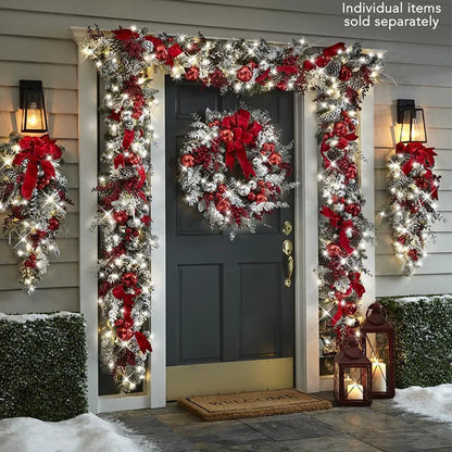 Cozy Flocked Holly Wreath With Soft Snow Touch