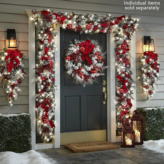 Cozy Flocked Holly Wreath With Soft Snow Touch