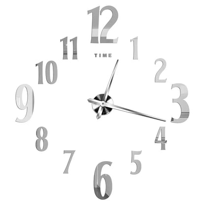 27/37/47inch Wall Clocks Coffee Cup Shape Frameless Wall Clock DIY  Quartz Needle Watch Acrylic Mirror Wall Stickers Home Decor