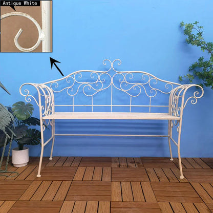 Vintage Metal Design Patio Bench Double Seater