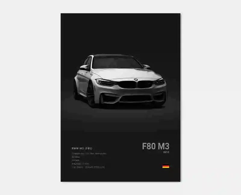 Pop Black And White Poster Wall Art Luxury Supercar F80 M3 M140 GTR HD Oil On Canvas Print Home Living Room Bedroom Decor Gift