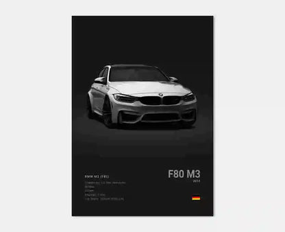 Pop Black And White Poster Wall Art Luxury Supercar F80 M3 M140 GTR HD Oil On Canvas Print Home Living Room Bedroom Decor Gift