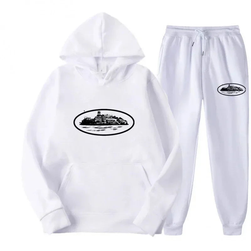 NICE Loose Unisex Fleece-lined Printed Sweatshirt Hoodie Set Devil Prisoner Pattern New Female Casual Comfortable T