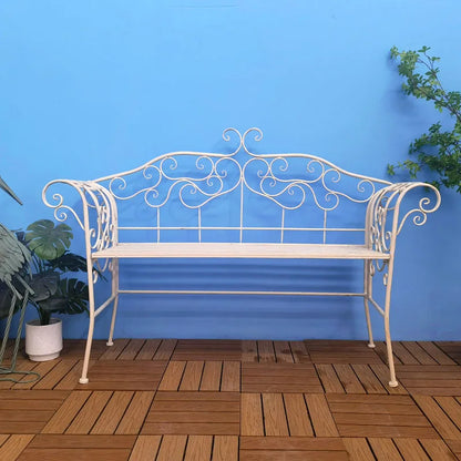 Vintage Metal Design Patio Bench Double Seater