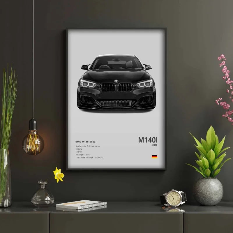 Pop Black And White Poster Wall Art Luxury Supercar F80 M3 M140 GTR HD Oil On Canvas Print Home Living Room Bedroom Decor Gift
