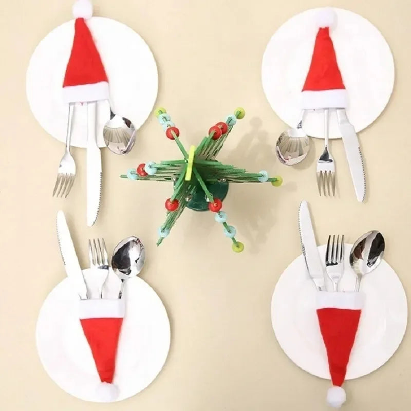 Christmas Hat Fork Knife Cutlery Bag