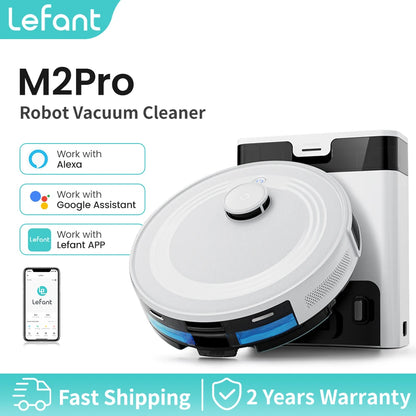 Lefant Robot Vacuum Cleaner M2 Pro Self-Emptying, 6000Pa, DTOF Laser Navigation, PSD Obstacle Avoidance, Smart Carpet Floor Wash